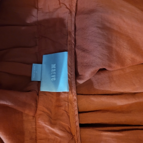 Anthropologie Maeve Top Rust Pleats 3/4 Sleeve Buttons - Picture 5 of 6